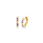 925 Silver Gemstone Baguette Huggies Earrings - Image 2