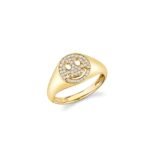 925 Silver Diamond Small Happy Face Signet Ring - Image 2