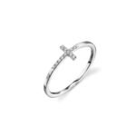 925 Silver Diamond Bent Cross Ring - Image 2