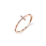925 Silver Diamond Bent Cross Ring - Image 3