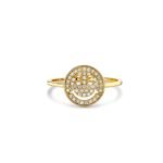925 Silver Diamond Small Happy Face Ring