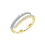 925 Silver Half Diamonds Half Enamel Thin Wrap Ring - Image 2