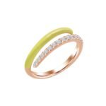 925 Silver Half Diamonds Half Enamel Thin Wrap Ring