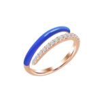 925 Silver Half Diamonds Half Enamel Thin Wrap Ring - Image 3