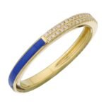925 Silver Half Enamel Half Pave Stacking Ring - Image 5
