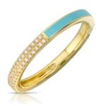 925 Silver Half Enamel Half Pave Stacking Ring - Image 2