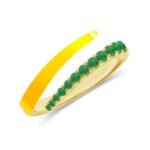 925 Silver Half Gemstone Half Enamel Wrap Ring