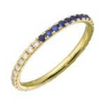 925 Silver Half and Half Gemstone Diamond Band - Image 4