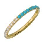 925 Silver Half and Half Gemstone Diamond Band - Image 3