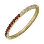 925 Silver Half and Half Gemstone Diamond Band - Image 2