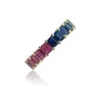 925 Silver Two Gemstone Eternity Band