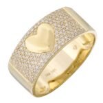 925 Silver Heart Diamond Cigar Ring