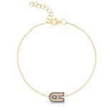 925 Silver Helium Solid Outline Initial Bracelet