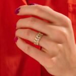 925 Silver Leaf Diamond Band Ring - Image 2