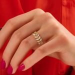 925 Silver Leaf Diamond Band Ring