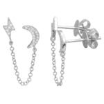 925 Silver Diamond Double Stud Earrings - Image 3