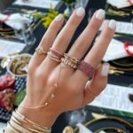 925 Silver Multiple Gemstone Bezels Hand Chain Bracelet - Image 3