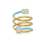 925 Silver Diamond & Enamel Spiral Ring - Image 9