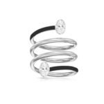 925 Silver Diamond & Enamel Spiral Ring - Image 8