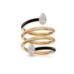 925 Silver Diamond & Enamel Spiral Ring - Image 7