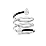 925 Silver Diamond & Enamel Spiral Ring - Image 5