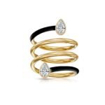 925 Silver Diamond & Enamel Spiral Ring - Image 3