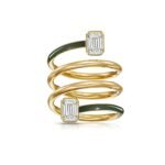 925 Silver Diamond & Enamel Spiral Ring - Image 2