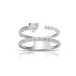 925 Silver Two Row Diamond Ring - Image 4