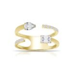 925 Silver Multi-shape Double Row Diamond Statement Ring