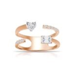 925 Silver Multi-shape Double Row Diamond Statement Ring - Image 3