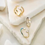 925 Silver Multi-shape Double Row Diamond Statement Ring - Image 7