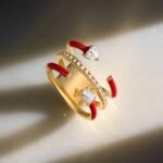 925 Silver Multi-shape Triple Row Enamel Diamond Statement Ring - Image 8