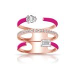 925 Silver Multi-shape Triple Row Enamel Diamond Statement Ring - Image 6