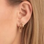 925 Silver Diamond Tiny Daisy Drop Hoops