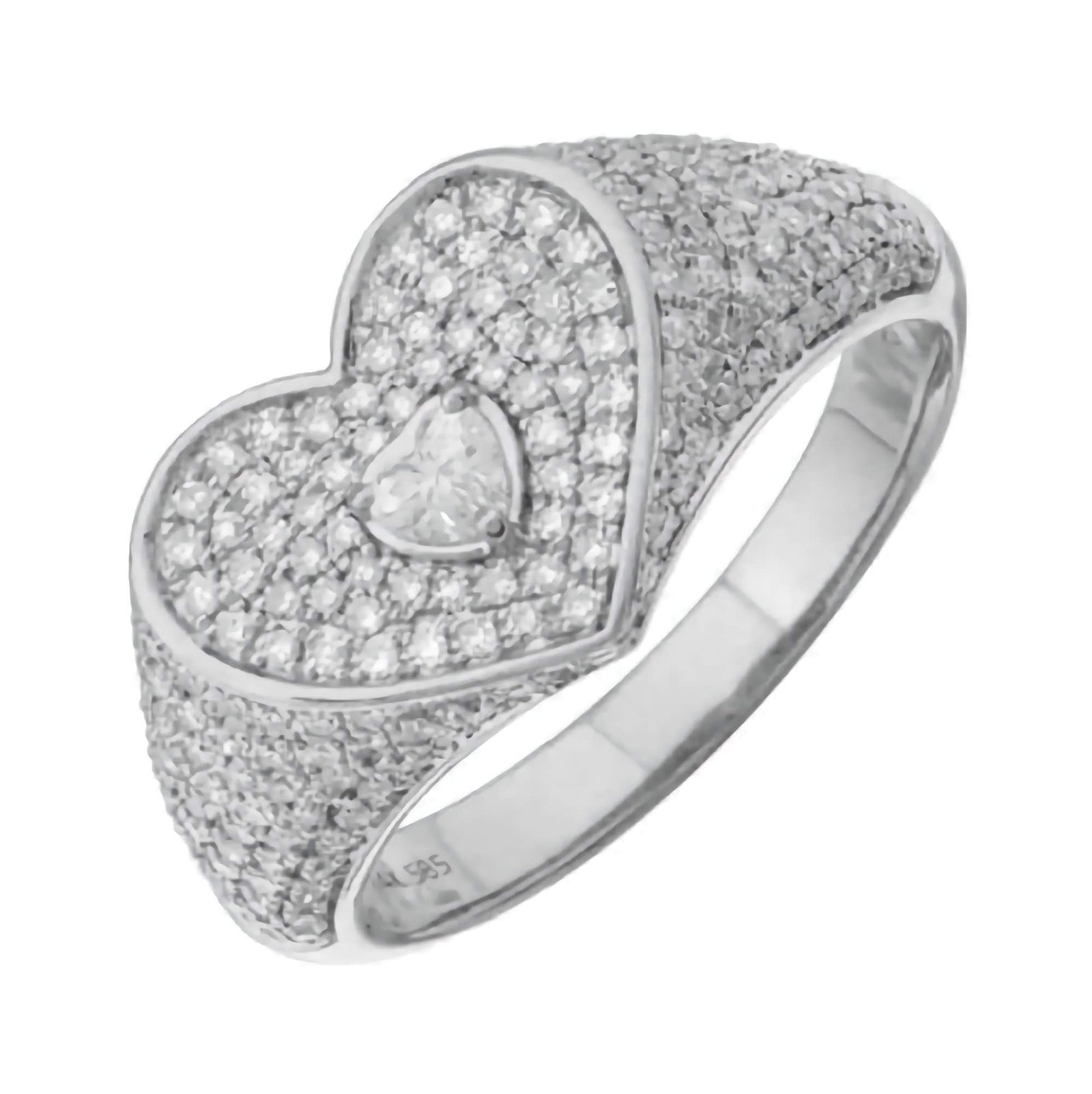 Swarish-Jewels-Pave-Heart-Center-Bezel-Signet-Silver-Ring-edited.jpg 925 Silver Heart Center Bezel Signet Ring - Image 1