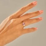 925 Silver Pink Tourmaline Flower Ring