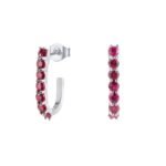925 Silver Ruby Sparkler Pin Earrings