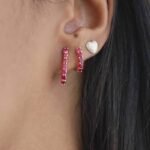 925 Silver Ruby Sparkler Pin Earrings - Image 5