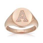 925 Silver Signet Statement Initial Diamond Ring - Image 3
