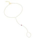 925 Silver Single Bezel Gemstone Hand Chain Bracelet - Image 4