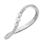 925 Silver Single Wave Diamond Ring