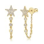 925 Silver Star Bezel Drop Chain Earrings - Image 4