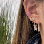 925 Silver Star Bezel Drop Chain Earrings - Image 5