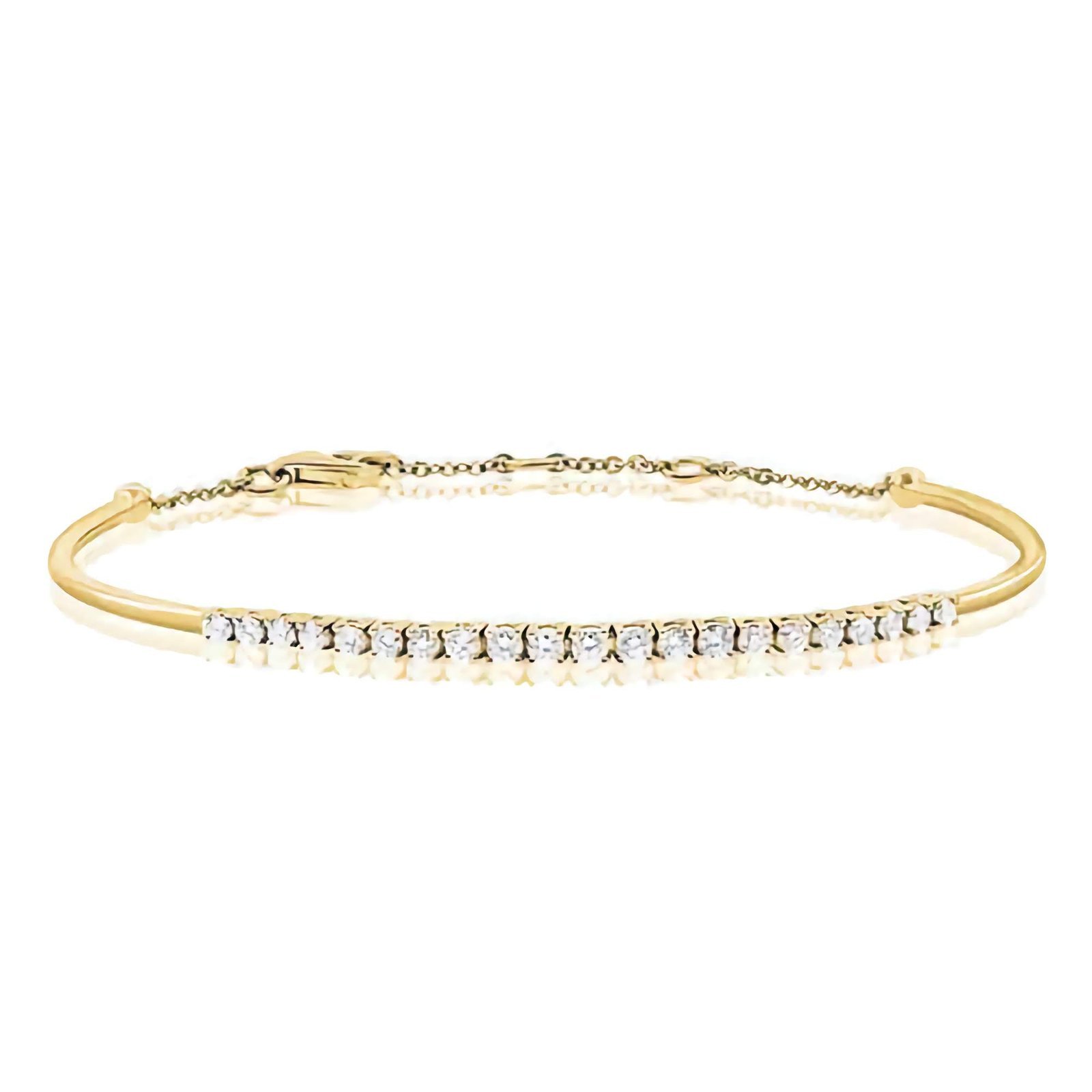 Swarish-Jewels-Tennis-Bar-Diamond-Silver-Bangle-edited.jpg 925 Silver Tennis Bar Diamond Bangle - Image 1