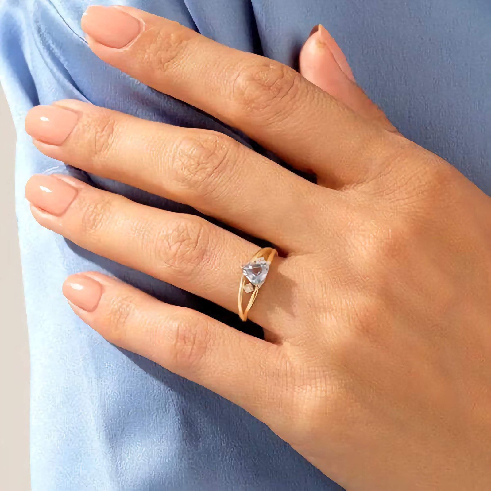 Swarish-Jewels-Triangle-Aquamarine-Silver-Ring-_-Unique-Engagement-Ring-_-Split-Shank-Solitaire-Ring-Women-_-Light-Blue-Trillion-Cut-Ring-edited.jpg 925 Silver Triangle Aquamarine Ring - Image 1