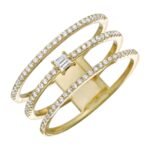 925 Silver Triple Row Baguette Diamond Ring - Image 3