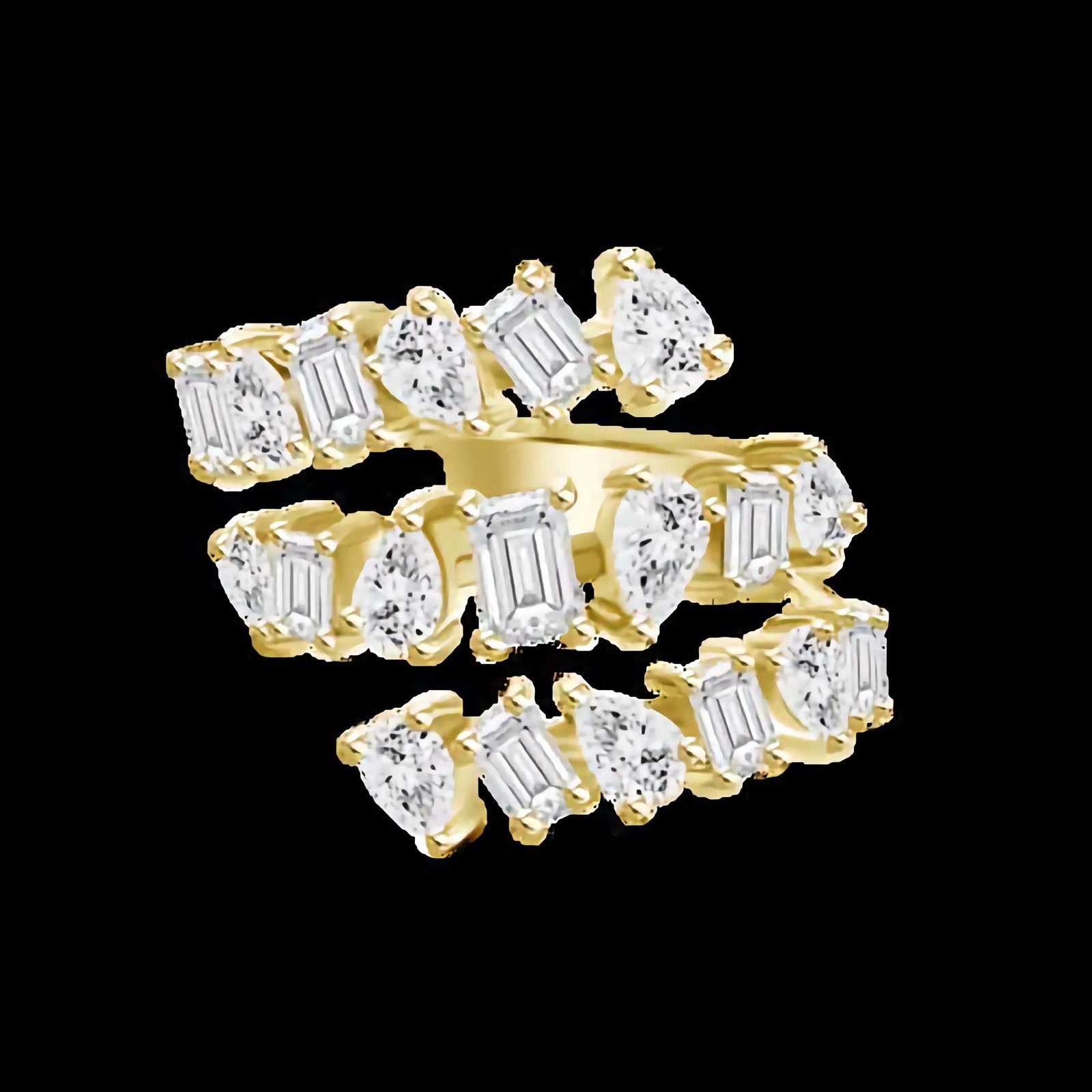Triple-Coil-Multishape-Diamond-Silver-Band-edited.jpg 925 Silver Triple Coil Multi-shape Diamond Band - Image 1