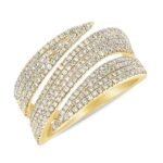 925 Silver Triple Wavy Diamond Cigar Ring