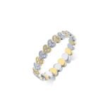 925 Silver Two tone & diamond heart eternity ring