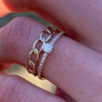 925 Silver Oval Chain Double Ring - Image 5